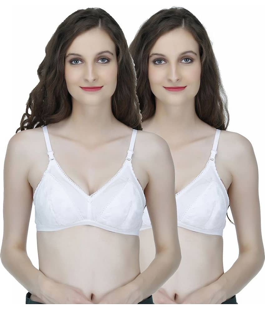 Elina Pack of 2 Cotton Non Padded Women's T-Shirt Bra ( White )