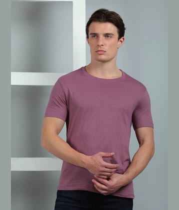 Dollar Cotton Regular Fit Solid Half Sleeves Men's Round T-Shirt - Purple ( Pack of 1 )