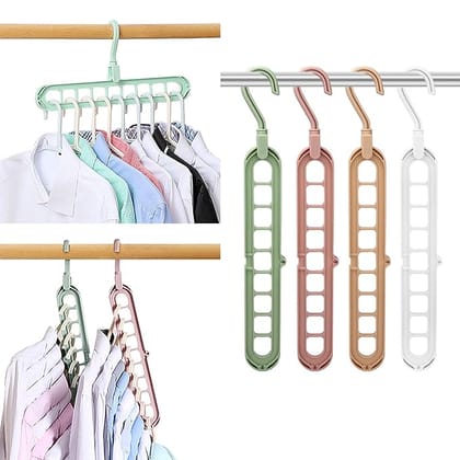 FIFATA Magic Space Saving Hangers – 9 Slot Multifunctional Wardrobe Organizer for Shirts Pants Dresses and Coats FIFATA Magic Space Saving Hangers – 9 Slot Multifunctional Wardrobe Organizer for Shirts Pants Dresses and Coats