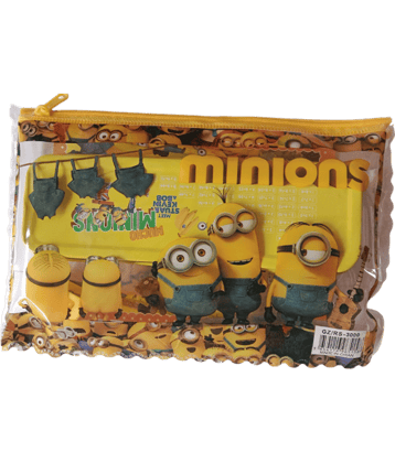 2374-YESKART  6 PC MINIONS  Theme Pencil 1 Eraser 1Sharpener 1 Scale 1 Geometry 1 Notebook Multicolour Stationary For Kids Girls Boys School Tuition Stationery Birthday Navratri Diwali Theme Festival Return Gift