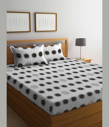 FABINALIV Poly Cotton 1 Double King Bedsheet with 2 Pillow Covers ( Light Grey )