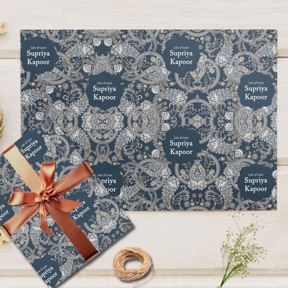 Custom Gift Wrapping Paper - Blue Mirage Design-Lots of Love / Set of 10 sheets