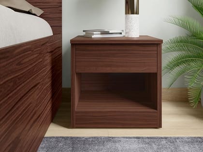 Amara Engineered Wood Bedside Table - 1 Year Warranty, Brown, Particle Board
