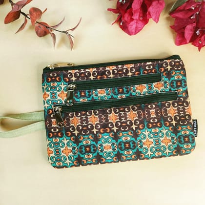 Multi-Purpose Pouch Combo-Green Knot-Orange Madhubani Flower