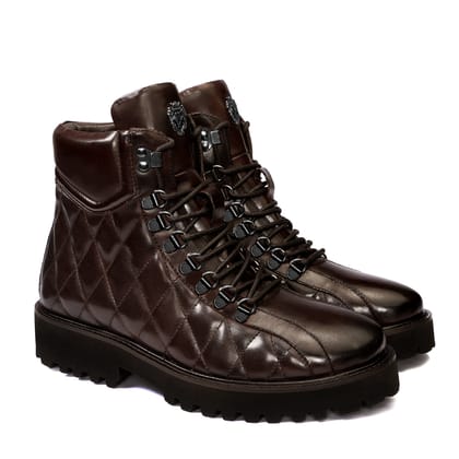 Diamond Stitch Light-Weight Brown Chunky Boot-40/6