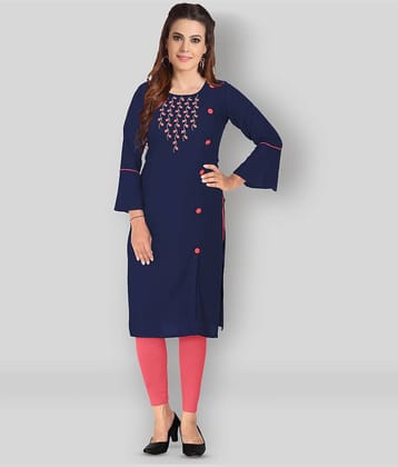 Kapadia - Blue Rayon Women's Straight Kurti ( Pack of 1 )