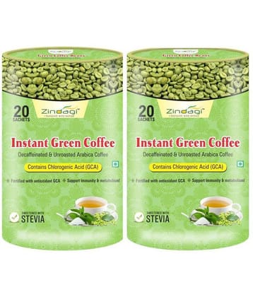 Zindagi Instant Green Coffee Powder - Green Coffee Beans Powder - Weight Loss 20 gm Pack of 2