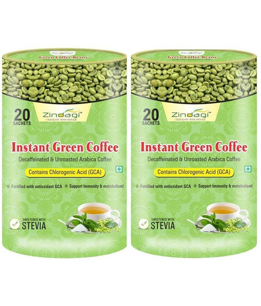 Zindagi Instant Green Coffee Powder - Green Coffee Beans Powder - Weight Loss 20 gm Pack of 2