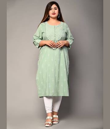 Swasti - Green Cotton Women's Straight Kurti ( Pack of 1 )