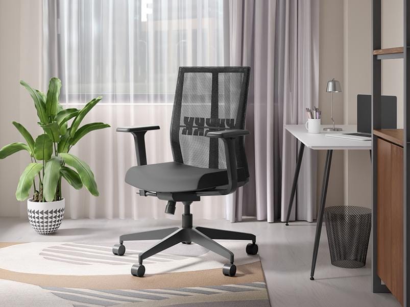 Aero Full Back Knitted Fabric Ergonomic Office Chair (Black Ink) (1 Year Warranty, Adjustable Armrest)