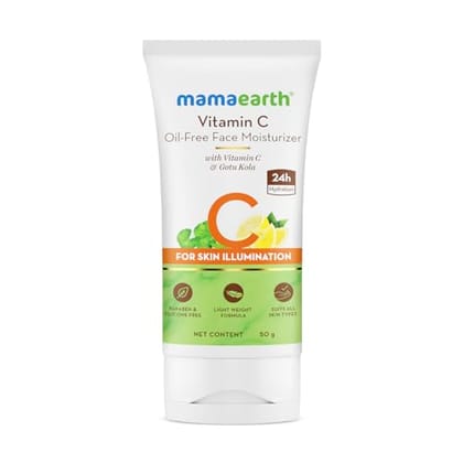 Mamaearth Vitamin C Oil-Free Moisturizer For Face with Vitamin C and Gotu Kola for Skin Illumination -50g|Non-Sticky|Restores Radiance|Hydrates & Brightens Skin|Oil-Free & Lightweight|For Glowing Skin Mamaearth Vitamin C Oil-Free Moisturizer For Face wit