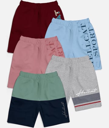 HELLCAT Pack of 5 Cotton Blend Shorts For Boys ( Multicolor )