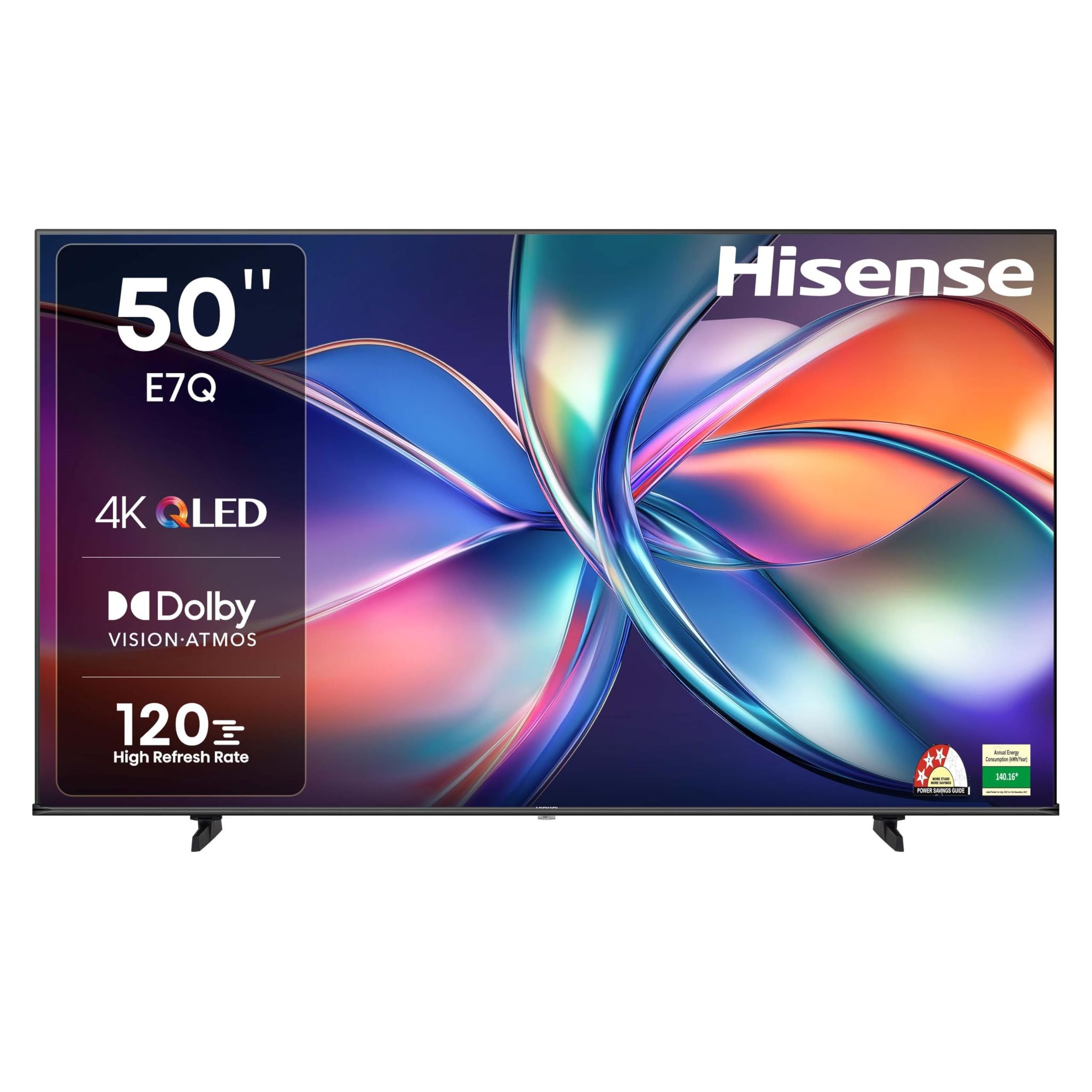 Hisense 126 cm (50 Inches) 4K Ultra HD Smart QLED TV | Dolby Vision Atmos, HDR10+, Dolby Audio | AI 4K Upscaler | ALLM | MEMC | HDR 10+Decoding | Voice Control | VIDAA OS | 50E7Q (Black) Hisense 126 cm (50 Inches) 4K Ultra HD Smart QLED TV | Dolby Vision