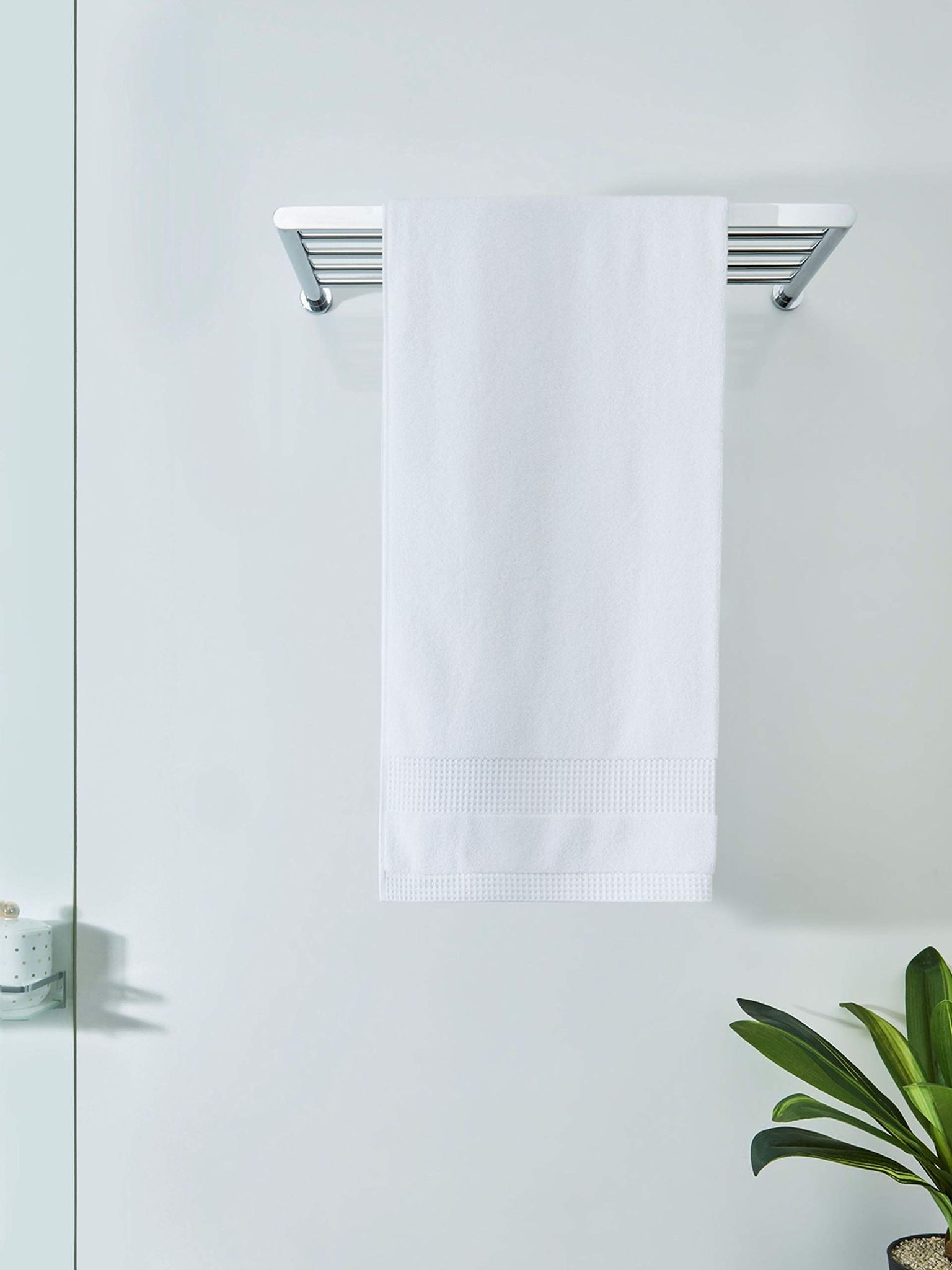 DDECOR - Ecosoft Collection 100% Cotton Bomboo Plains And Textures Pattern 500TC Bath Towel |75 CM X 150 CM| - White