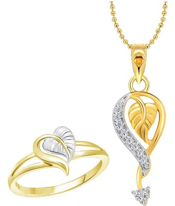 Vighnaharta Golden Leaf Ring with Pendant