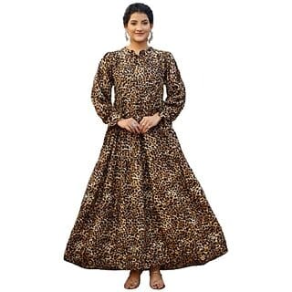 SARINKU Gown Dress Rayon Fabric for Women Stylish Western Gown Long One Piece for Girls & Women