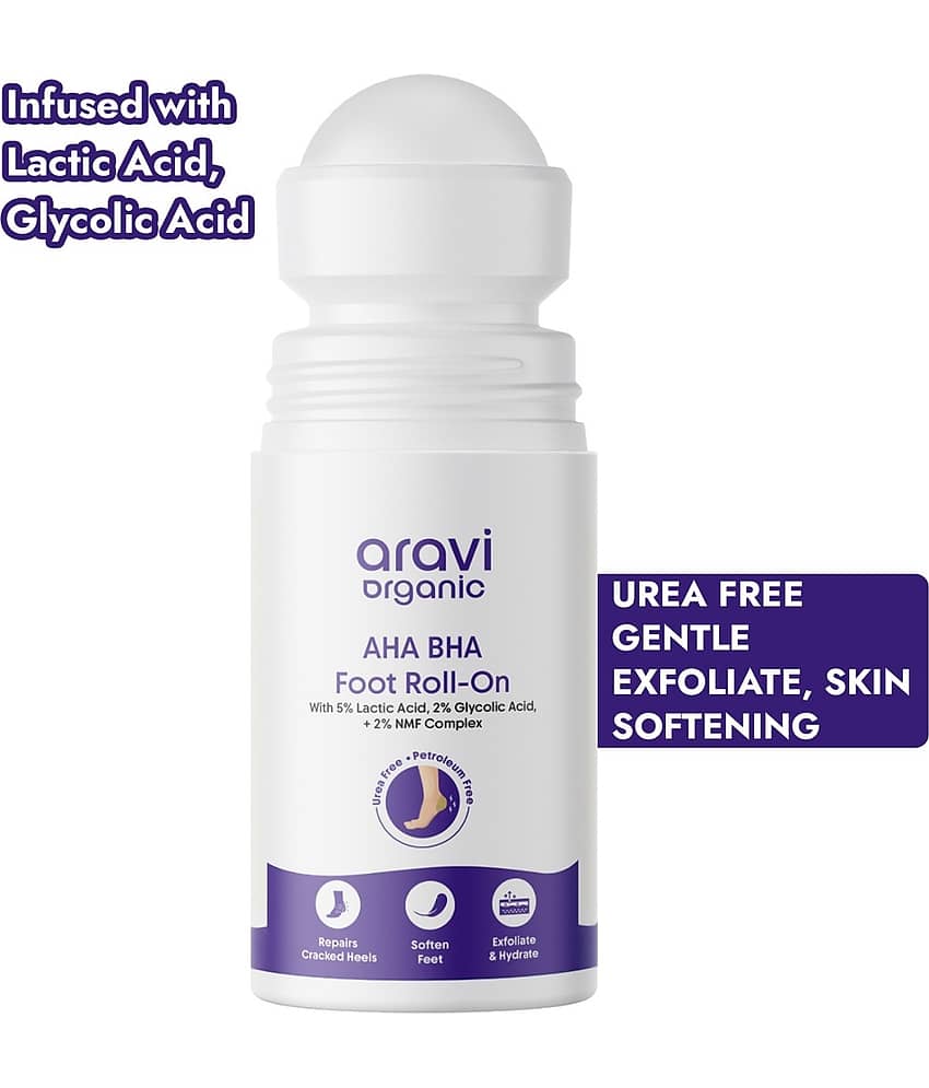 Aravi Organic AHA BHA Foot Roll,On 5% Lactic Acid 2% Glycolic Acid Urea Free for Cracked Heels ,50ml