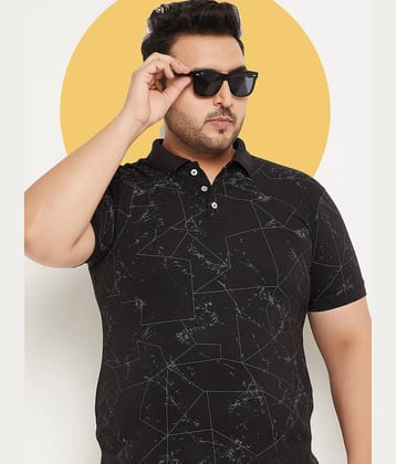 RELANE Pack of 1 Cotton Blend Regular Fit Printed Half Sleeves Men's Polo T Shirt ( Black )