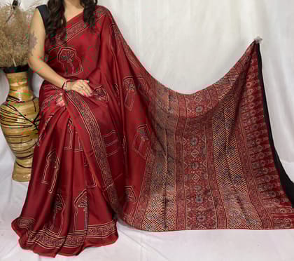 Ajrakh Print Modal Silk Style 24-Ajrakh Print