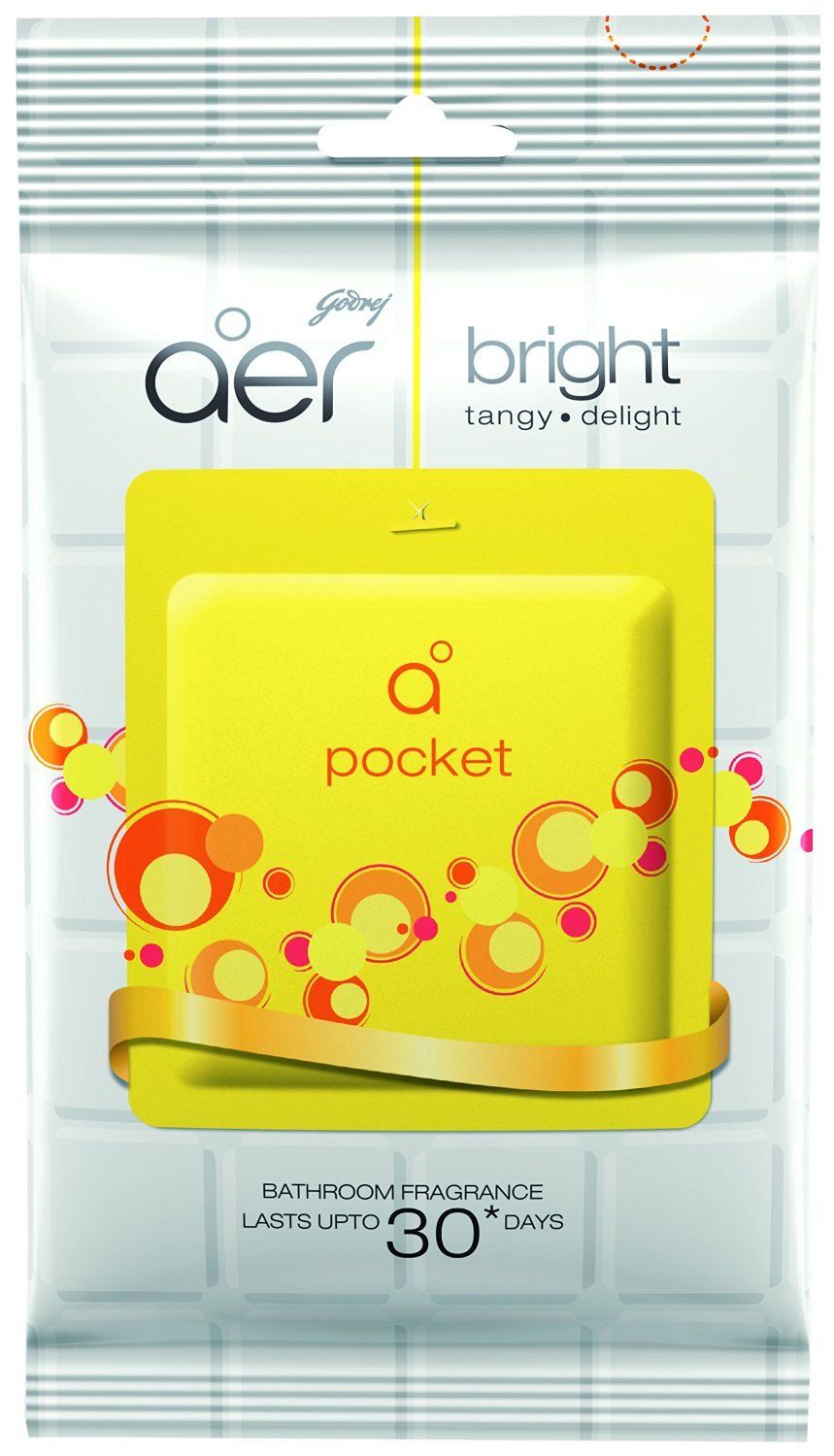 Godrej aer Pocket Bathroom Fragrance - 10 g (Bright Tangy Delight) PACK OF 6