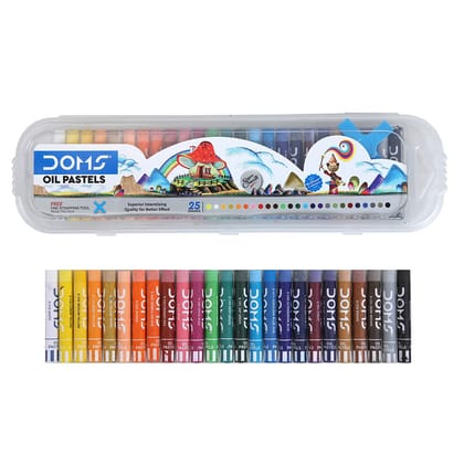 Doms 25 Shades Oil Pastel With Case | Smooth Color Intermixing For Better Effect