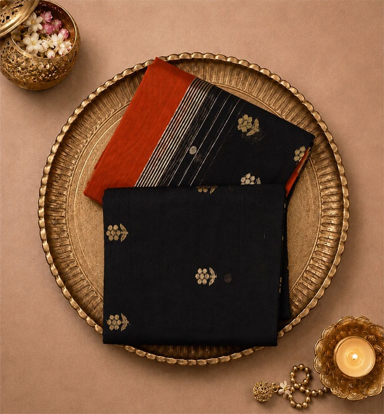 Handloom Chanderi Unstitched 2-Piece Silk By Cotton Suit Set