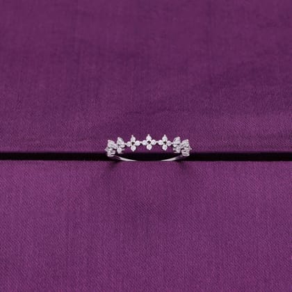 Minimalistic Dainty Floral String Silver Ring-White Stone / Silver / US 5 (15.6 mm Diameter)