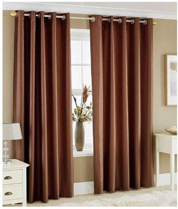 Tanishka Fabs Semi-Transparent Curtain 9 ft ( Pack of 2 ) - Brown