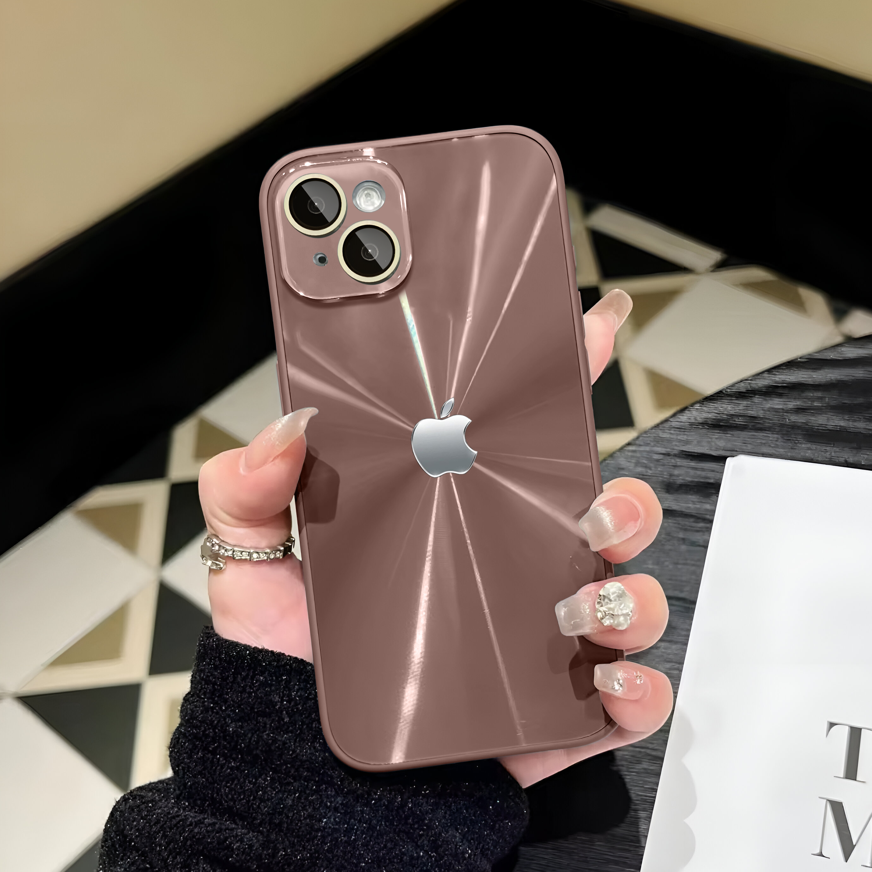 iPhone 14 Glossy Fiber Glass Case-Peach