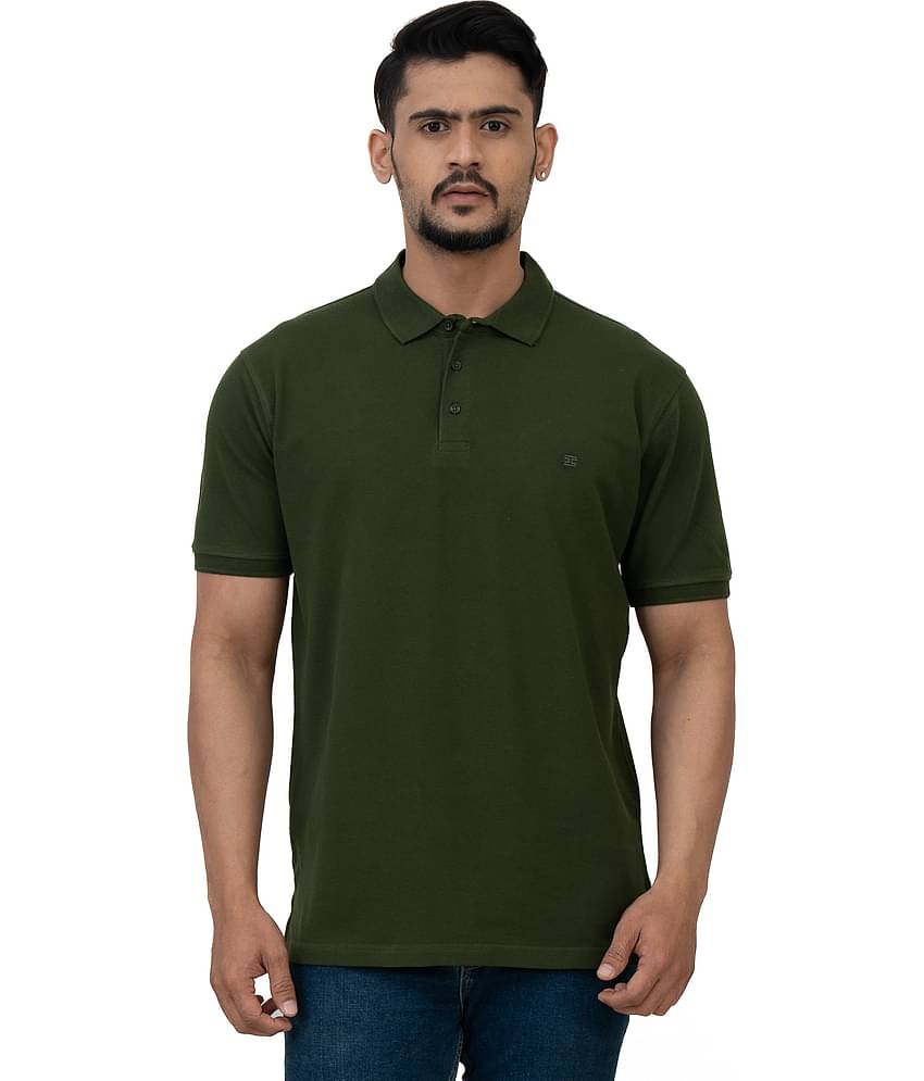 Cotstyle Pack of 1 Cotton Blend Regular Fit Solid Half Sleeves Men's Polo T Shirt ( Green )