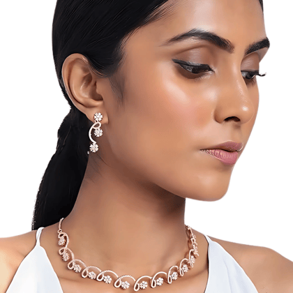 Rose Gold-Plated AD-Studded Jewellery Set