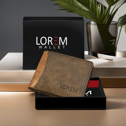 LOREM Brown-Tan Double Color Bi-Fold Faux Leather 7 ATM Card Slots Wallet for Men WL26-UF