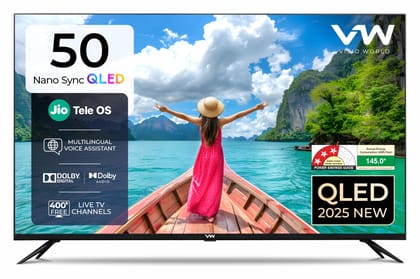 VW 127 cm (50 inches) Nano Sync Series 4K Ultra HD Smart JioTele OS QLED TV VW50JQ1 (Black) VW 127 cm (50 inches) Nano Sync Series 4K Ultra HD Smart JioTele OS QLED TV VW50JQ1 (Black) - Black / 50 inches