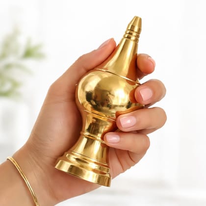 Brass Kalash Small (5.5 cm x 13.5 cm) � Temple Top Kalasam for Home Mandir � Traditional Thazhikakkudam � Kumbham Design � Handcrafted Solid Brass � Approx. 200 g
