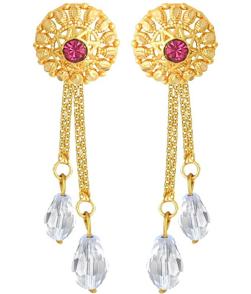 Vighnaharta Golden Drop Earrings ( Pack of 1 )