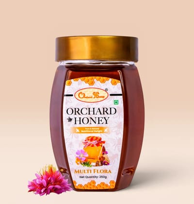 Orchard Honey Multi Flora Honey 250gm | Pure Honey | No Additives or Preservatives | Rich in Antioxidants| Multi Honey | Wild Forest Honey for Weight loss & Digestion | Natural Shahad 250gm