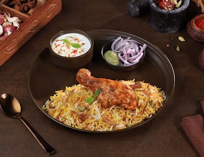 Chicken Tangdi Biryani Thali