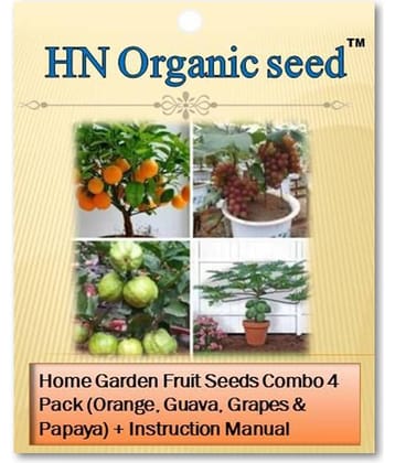 homeagro - Fruit Seeds ( pack of 4 fruit seeds (GUAVA GRAPES PAPAYA LEMON) )