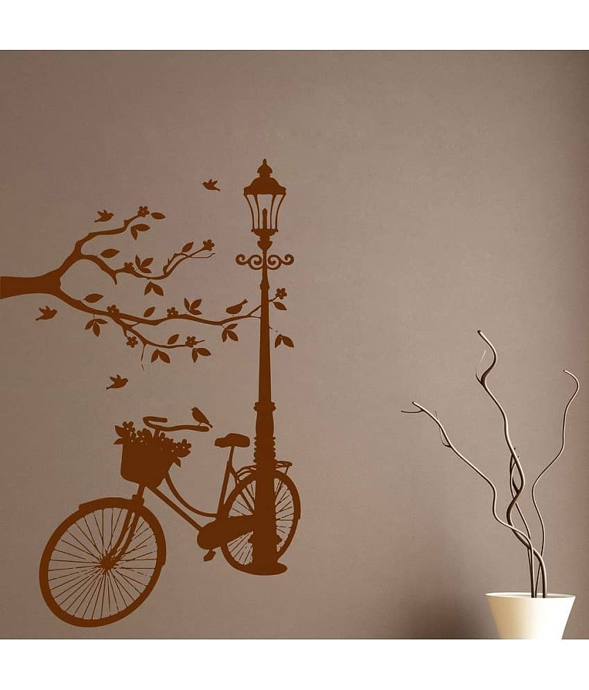 Decor Villa Bicycle & Flowers PVC Wall Stickers