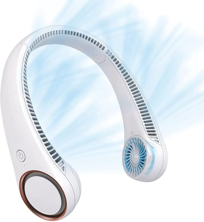 Portable Rechargeable Neck Fan USB Charging Battery Bladeless Neck Fan Smart Mini Hand Free 3 High Speed Fan Low Noise 360 Cooling Neck Fan ( Multi Colour )