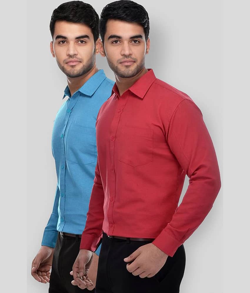 DESHBANDHU DBK - Multicolor Cotton Regular Fit Men's Formal Shirt (Pack of 2)
