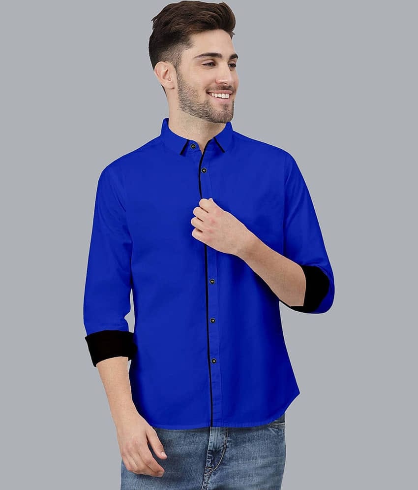 VTEXX Cotton Blend Regular Fit Solids Full Sleeves Men's Casual Shirt - Blue ( Pack of 1 )