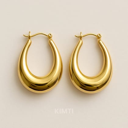 Golden Gleaming Arc Hoops Earring