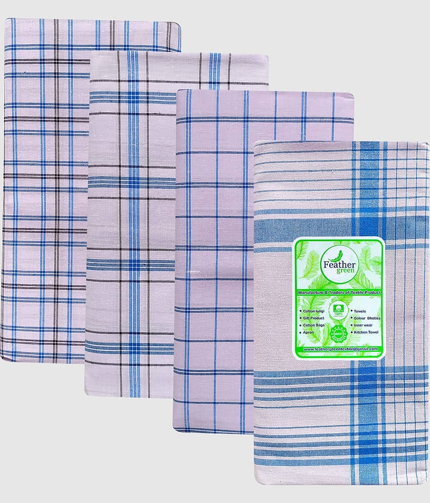 Feather Green - Multicolor Cotton Men's Lungi ( Pack of 4 )