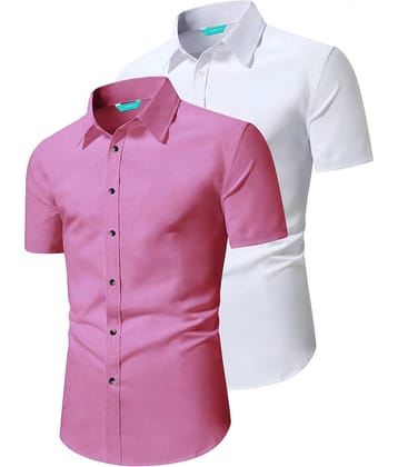 VIMASUTI Cotton Blend Slim Fit Half Sleeves Men's Formal Shirt - Peach ( Pack of 2 )