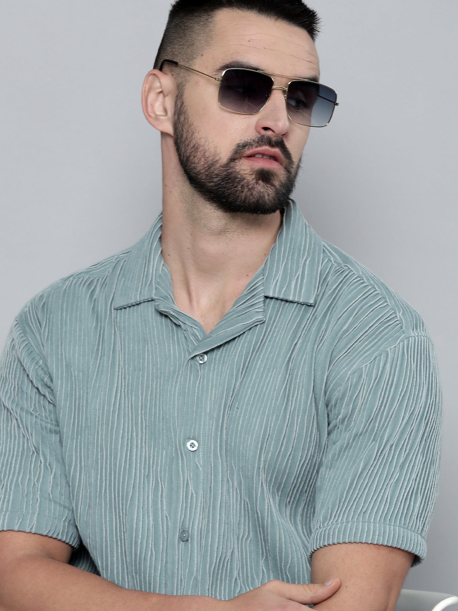Crochet Green Shirt-S / Green