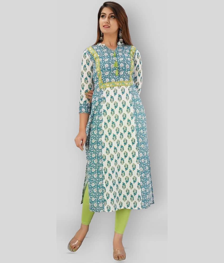 SVARCHI - White Cotton Women's Straight Kurti ( Pack of 1 )