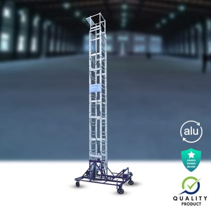 Aluminium Extendable Tower Wheel Ladder (Model: K-7015, Height: 17ft + 17ft, 5ft x 7ft(FS), 6ft(T), Heavy)