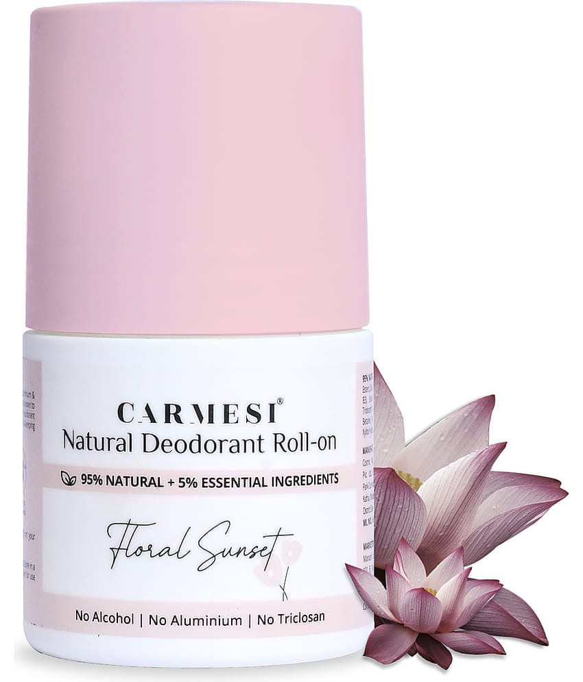 Carmesi Natural Deodorant Roll-on for Women | 95% Natural Ingredients | Controls Sweat & Odour All Day | No Aluminium | No Triclosan Floral Sunset | 50 ml