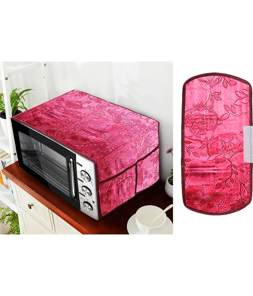 E-Retailer Set of 2 PVC Red Microwave Oven Cover -